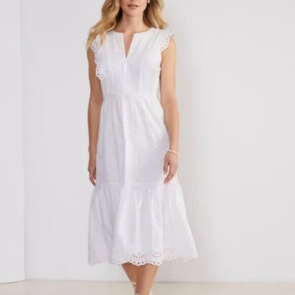 Vineyard Vines Seashell Eyelet Midi Dress Size 10 New - Picture 1 of 10